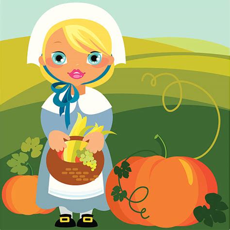 best pilgrim girl illustrations royalty free vector graphics and clip art istock