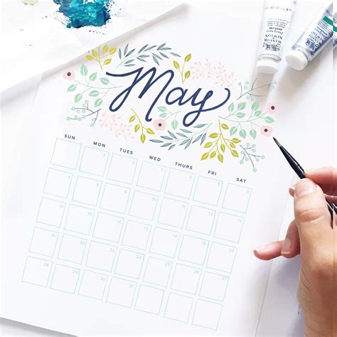 May 2017 Calendar Printable Archer And Olive
