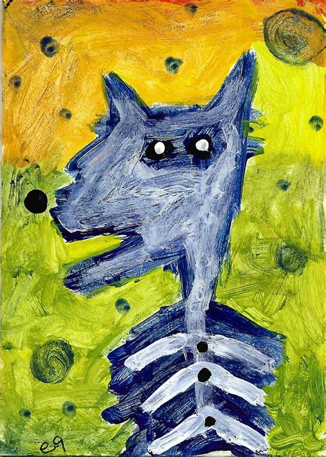 A Dog And His Bones E9art Folk Art Art Painting