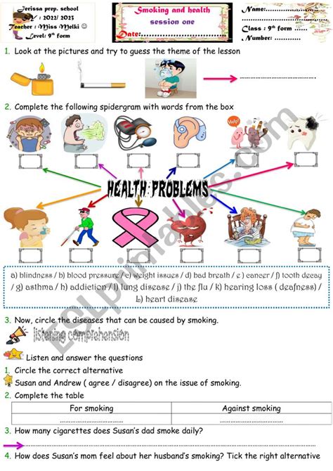 Smoking And Health 9th Form Esl Worksheet By English Teacher 38
