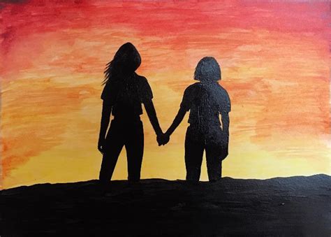 Acrylic Painting Of Me And My Best Friend For Her Birthday Present R