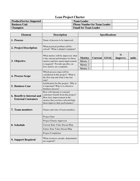 Neat Six Sigma Project Charter Template Excel Financial Balance Sheet