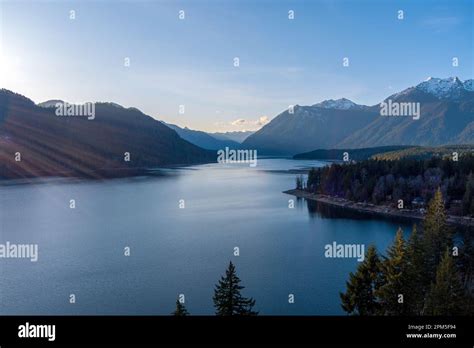 Lake Cushman And The Olympic Mountains At Sunset Stock Photo Alamy