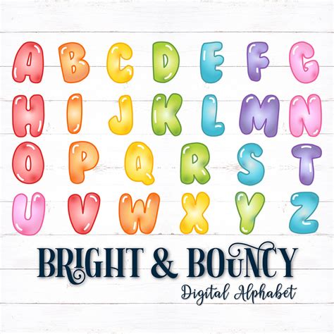 Printable Digital Alphabet Letters Bubble Letters Puff Etsy Digital Alphabet Bubble Letters