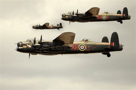 Lancaster Bomber Ww2 4 Engine Heavy Bombers Flying In Formation