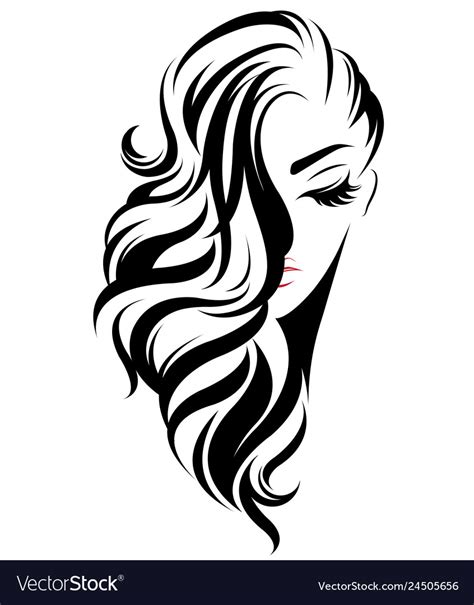 Women Long Hair Style Icon Logo Women On White Vector Image