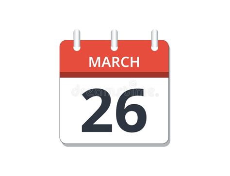March 26th Calendar Icon Vector Concept Of Schedule Business And