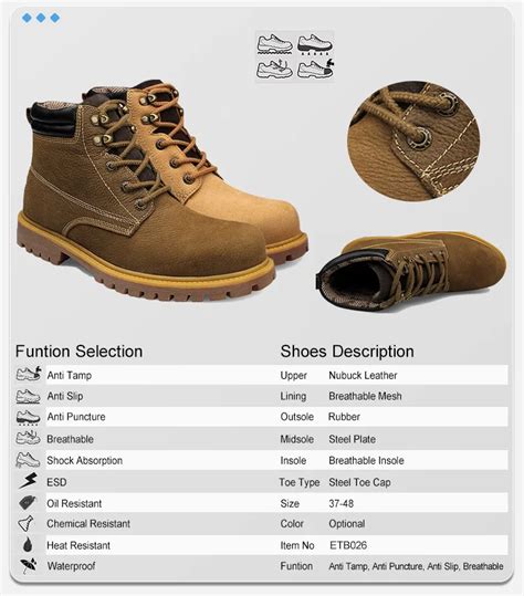 Genuine Steel Toe Woodland Safety Shoe Price Sturdy Nubuck Leather Work