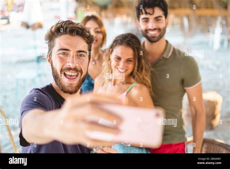 Group Of Young People Taking Selfied In The Summer Millennials Best