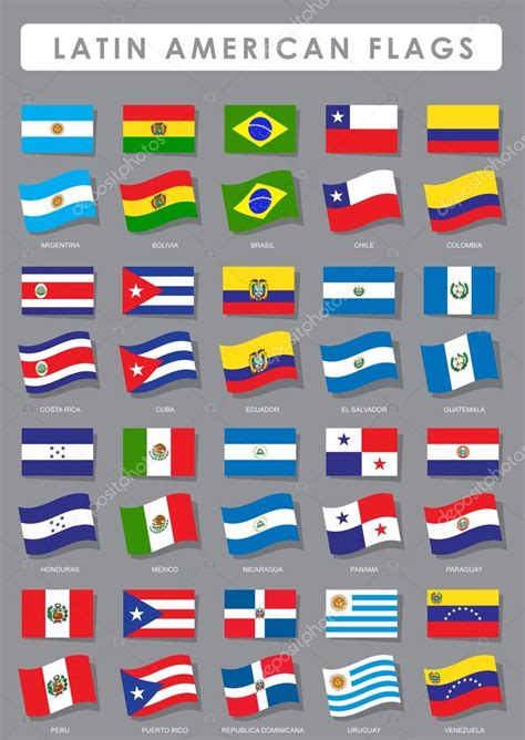 Lateinamerikanische Flaggen Sammlung — Stockvektor © Renomartin 13704466