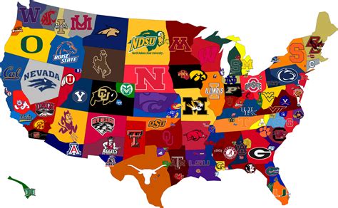 Find college men's soccer programs offering athletic scholarships across texas and the u.s. College Football Fan Map Of U.S.A