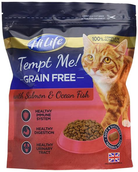 Cats are obligate carnivores, which means they get their nutrition entirely from meat sources. HiLife Tempt Me! Grain Free Cat Food Salmon and Ocean Fish ...