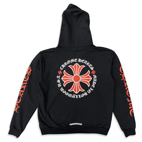 Chrome Hearts Hollywood Red Cross Zip Up Hoodie Black Scidnat Store
