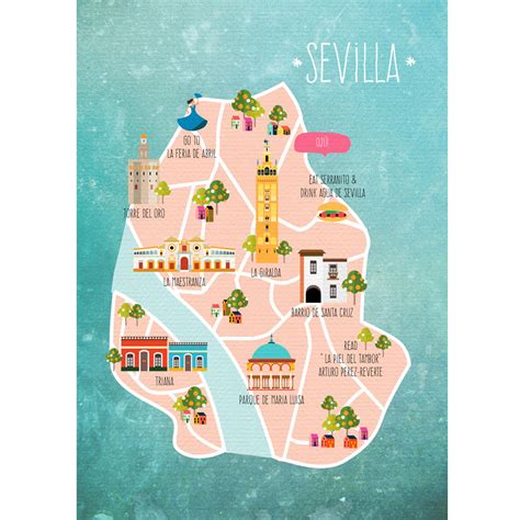 Illustrated Map Of Seville Raquelguma