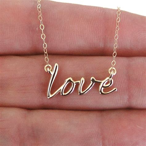 14k Gold Love Necklace Simple And Romantic From Theresaminkdesigns On