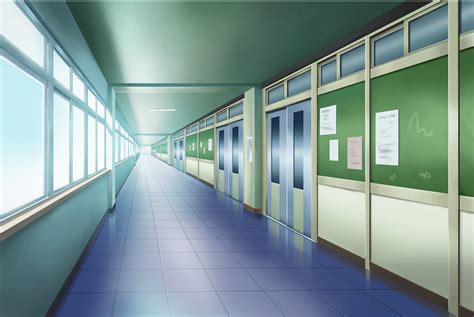 Hd Wallpaper Anime Original Hallway School Anime Background