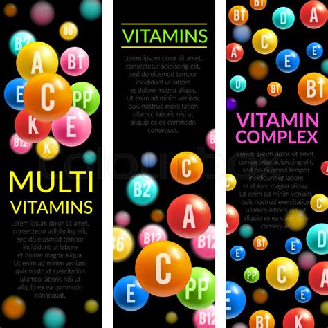 Multi Vitamins Complex Banners Of Stock Vector Colourbox