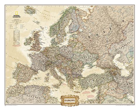 National Geographic Europe Wall Map Mural Executive Colors