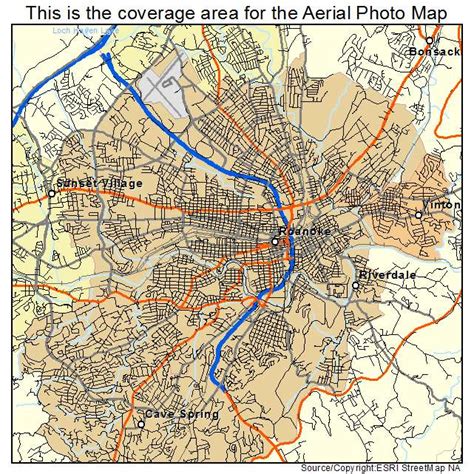 Aerial Photography Map Of Roanoke Va Virginia