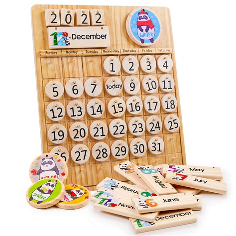 Buy Panda Brothers Wooden Perpetual Calendar Montessori Toy For Kids