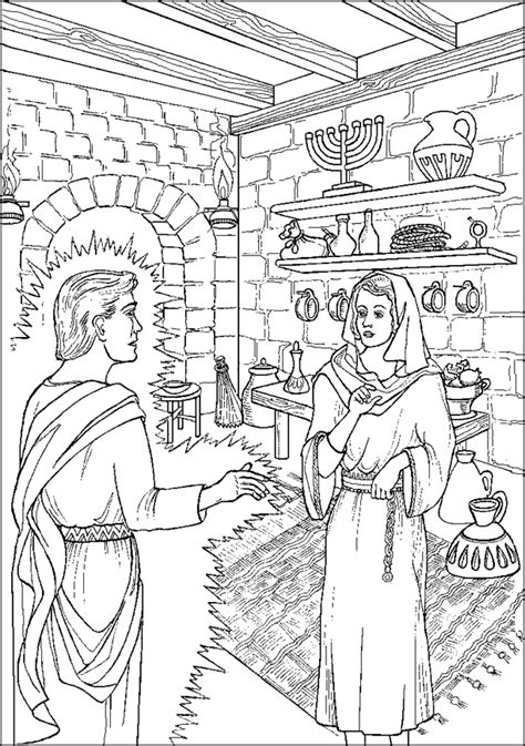 Angel Gabriel Visits Mary Coloring Page With Verse Coloring Pages