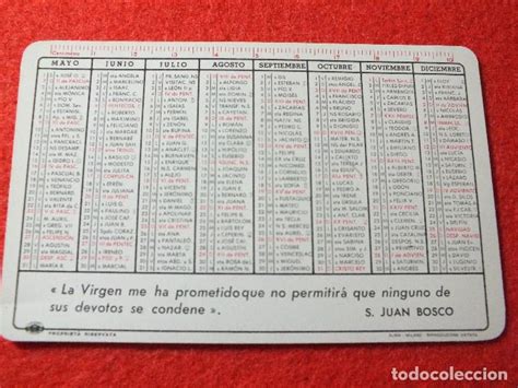 Calendario Onomástico Antiguo 1965 Santos De Ca Comprar Calendarios