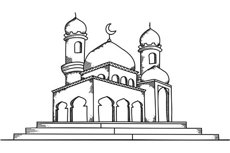 Gambar Mewarnai Masjid Bahan Ajar Paud Tk