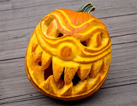 D Halloween Pumpkin Carving Of Scary Spooky Clown Face