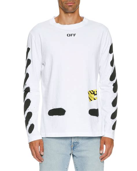 | off white pascal print long sleeve t shirt size medium 1000% authentic. Off-White Spray-Paint Logo Long-Sleeve T-Shirt, White ...