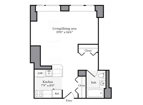 One Bedroom Apartment Floor Plan 500 Sq Ft