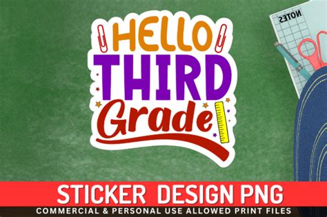 Free Hello Third Grade Sticker Design Graphic By Regulrcrative