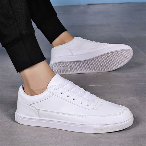 White Canvas Shoes Mens White Shoes Mens Shoes White Shoe Men Flat