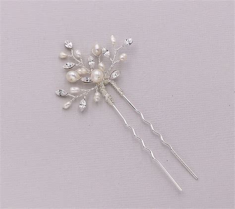 Swarovski Crystal Freshwater Pearl Wedding Hair Pin Bridal Etsy