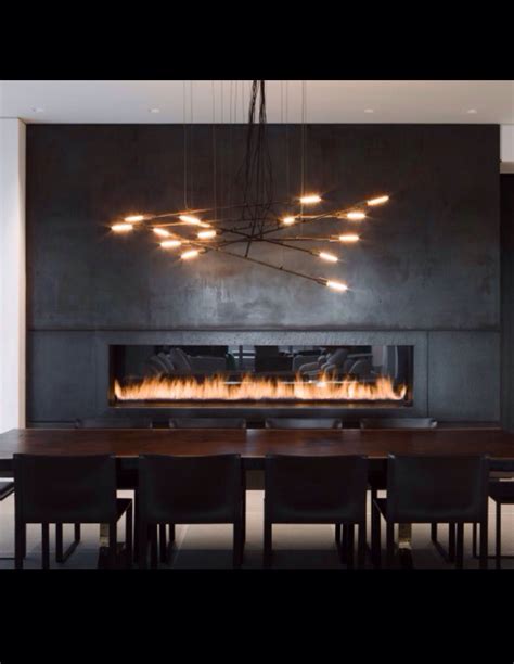 Industrial Modern Dining Room Fireplace Modern Dining Room