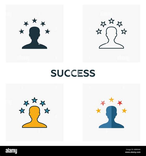 Success Icon Set Four Elements In Diferent Styles From Business Icons