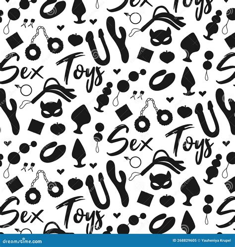 Seamless Pattern With Sex Toys Print For Sex Shop Pattern With Sex Toys Vector Illustration