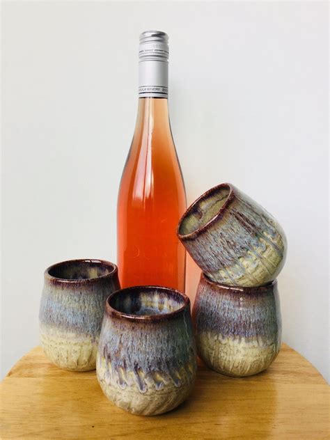 Ceramic Wine Glasses Stemless Wine Glasses Ceramic Wine Cups Set Of 2 Wine Glasses Pottery