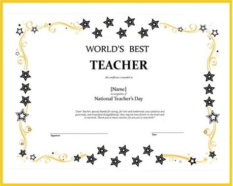 World Best Teacher Certificate Best Teacher Certificate Templates