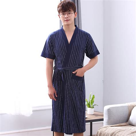 New Arrival Summer 100cotton High Quality Mens Bathrobe Short Sleeve Casual Loose Plus Size L
