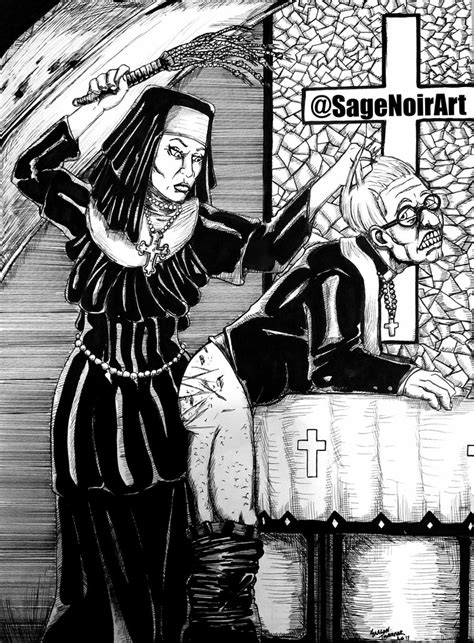 Bdsm Kink Nun Flogging Priest Original Art Illustration Etsy