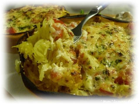 ღ MIAM Courge Spaghettis gratinées aux tomates sauce crémeuse à l