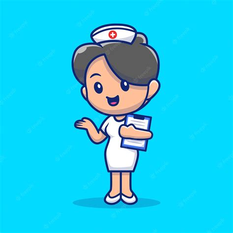 premium vector cute nurse icon illustration