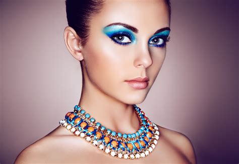 download blue eyes jewelry makeup woman face hd wallpaper