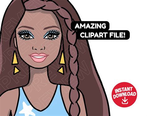 Barbie Afro Svg Png Barbie Doll Svg Clipart Cricut Cut Etsy