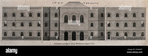 Newgate Gaol In The City Of London A Long Building With Arches At The