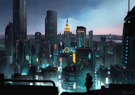 Artstation Cyberpunk New York Daniele Solimene Futuristic City