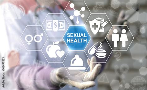 sexual health healthcare concept doctor offers icon sex healthy text on virtual screen on
