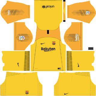 There are some logos of sponsors on the kit. barcelona-dls-kit-goalkeeper-away-2019