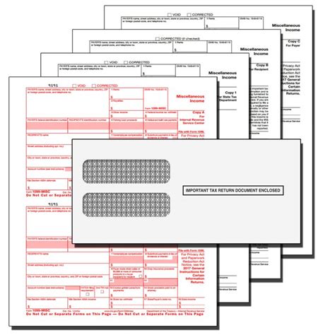 2018 Quickbooks 1099 Misc 4 Part Pre Printed Tax Forms With Envelopes