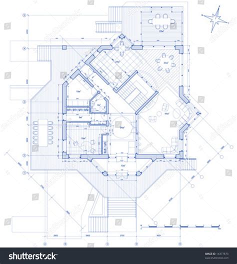 House Plan Vector Blueprint 14377873 Shutterstock